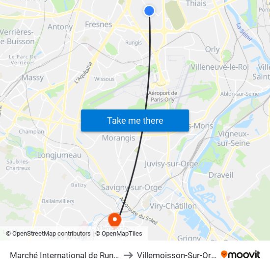 Marché International de Rungis to Villemoisson-Sur-Orge map