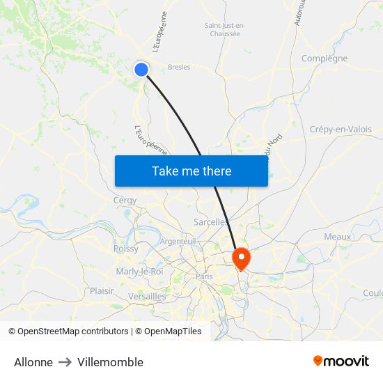 Allonne to Villemomble map
