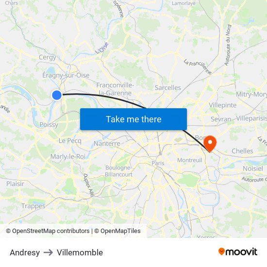 Andresy to Villemomble map