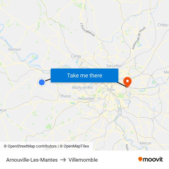 Arnouville-Les-Mantes to Villemomble map