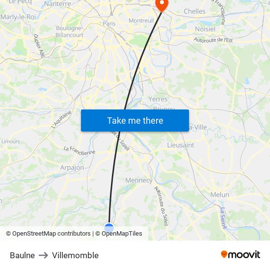 Baulne to Villemomble map