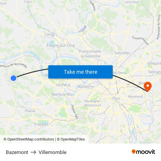 Bazemont to Villemomble map