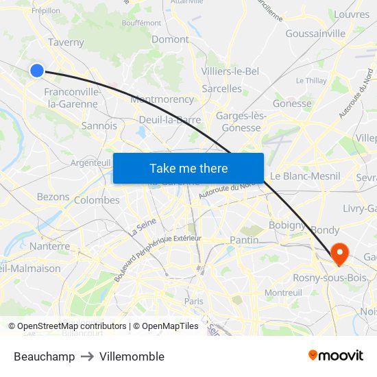 Beauchamp to Villemomble map