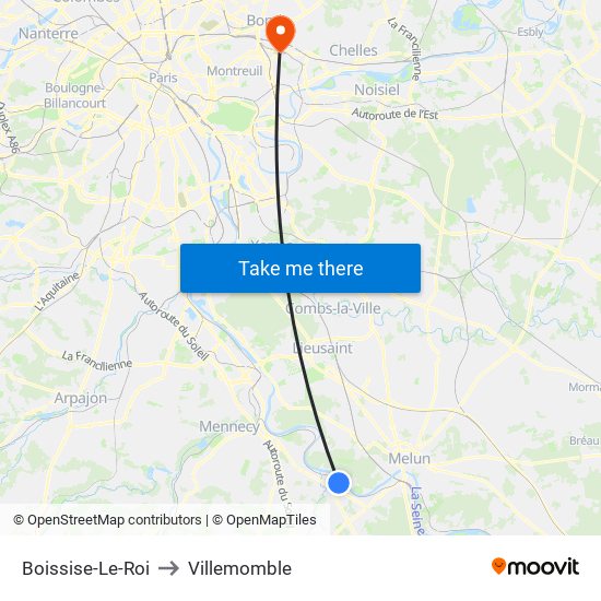 Boissise-Le-Roi to Villemomble map