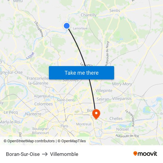 Boran-Sur-Oise to Villemomble map