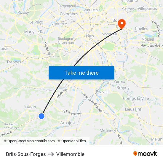 Briis-Sous-Forges to Villemomble map