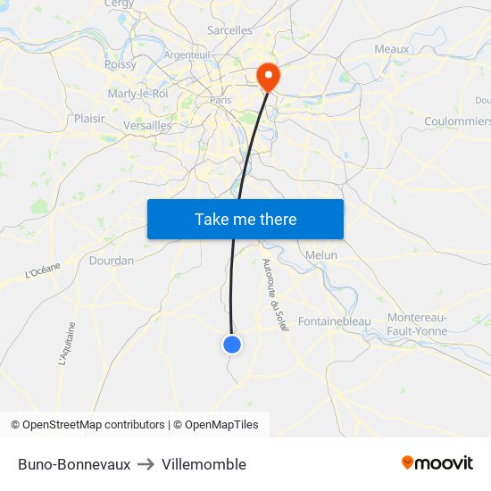 Buno-Bonnevaux to Villemomble map