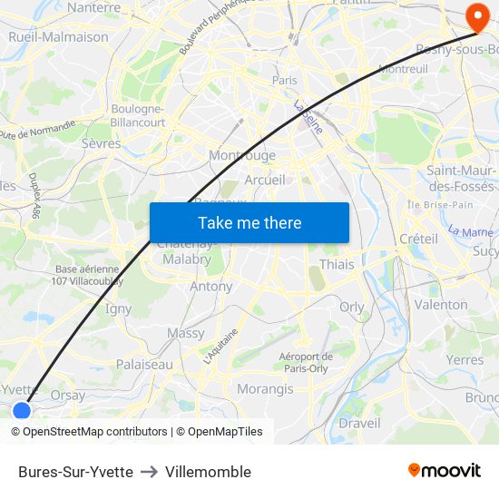 Bures-Sur-Yvette to Villemomble map