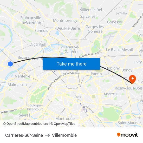 Carrieres-Sur-Seine to Villemomble map