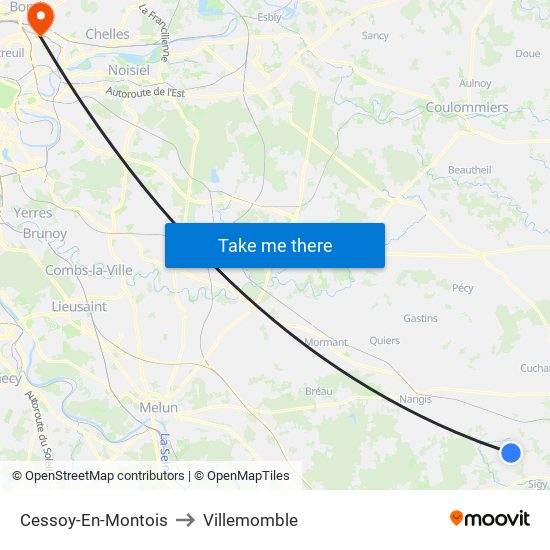 Cessoy-En-Montois to Villemomble map