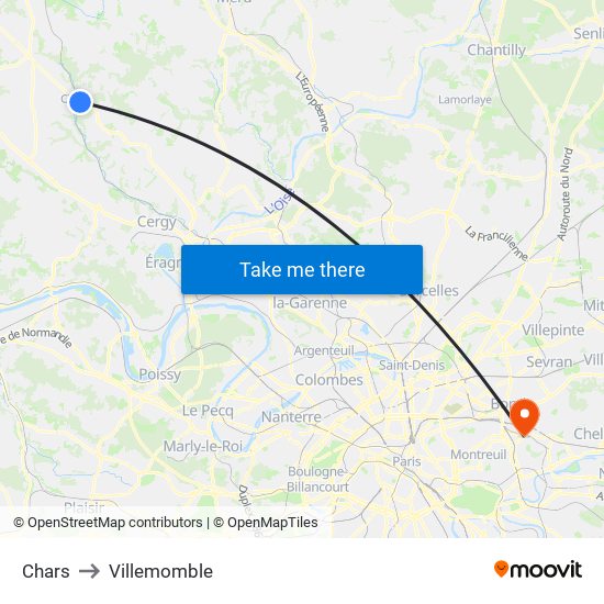 Chars to Villemomble map