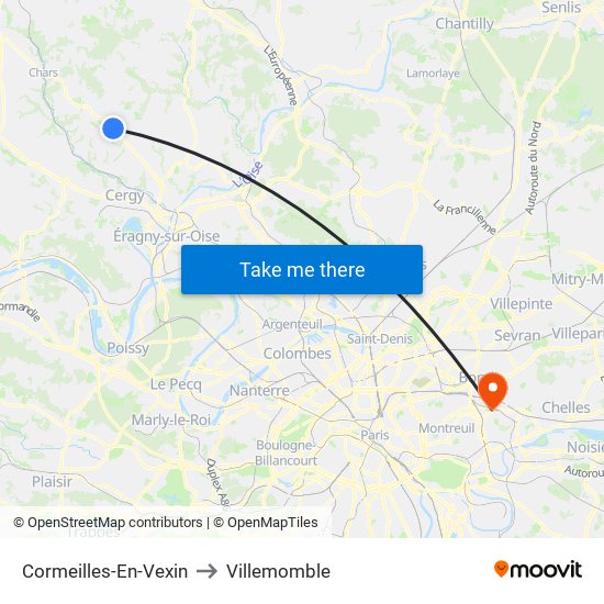 Cormeilles-En-Vexin to Villemomble map