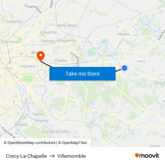 Crecy-La-Chapelle to Villemomble map