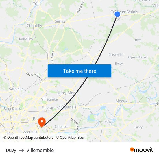 Duvy to Villemomble map