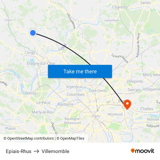 Epiais-Rhus to Villemomble map
