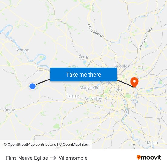 Flins-Neuve-Eglise to Villemomble map