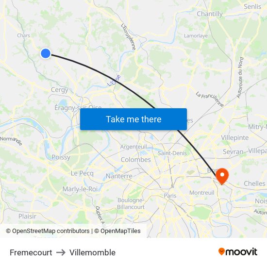 Fremecourt to Villemomble map