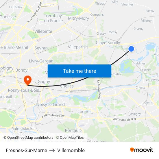 Fresnes-Sur-Marne to Villemomble map
