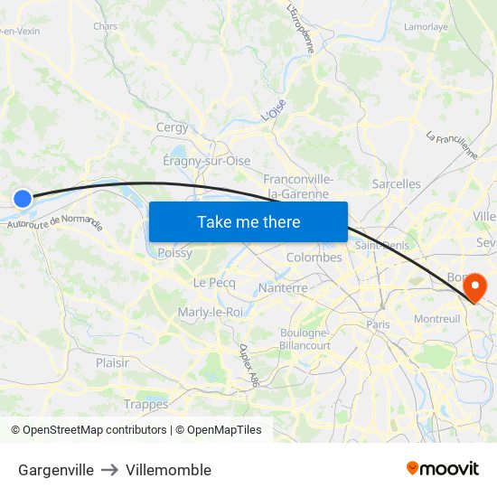 Gargenville to Villemomble map