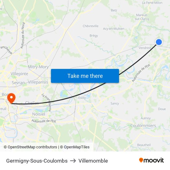 Germigny-Sous-Coulombs to Villemomble map