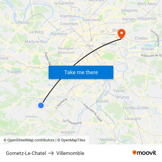 Gometz-Le-Chatel to Villemomble map