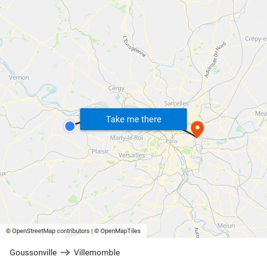 Goussonville to Villemomble map