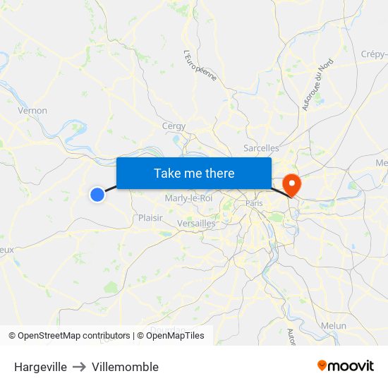 Hargeville to Villemomble map