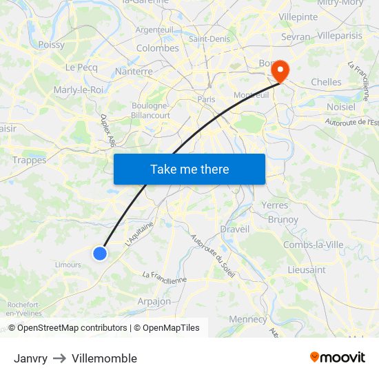 Janvry to Villemomble map