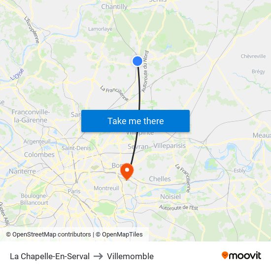 La Chapelle-En-Serval to Villemomble map