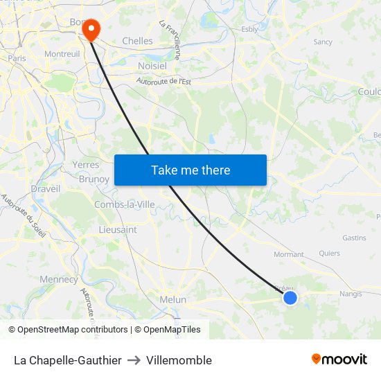 La Chapelle-Gauthier to Villemomble map