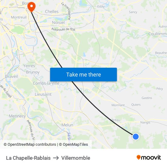 La Chapelle-Rablais to Villemomble map