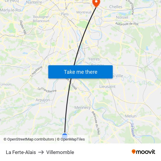 La Ferte-Alais to Villemomble map