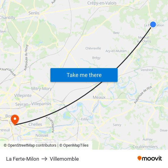 La Ferte-Milon to Villemomble map