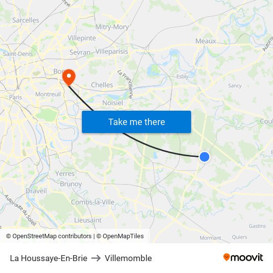 La Houssaye-En-Brie to Villemomble map