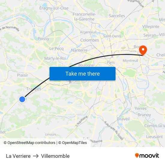 La Verriere to Villemomble map