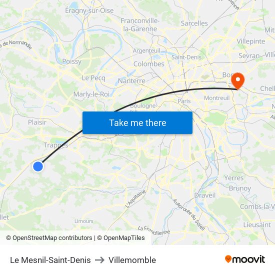 Le Mesnil-Saint-Denis to Villemomble map