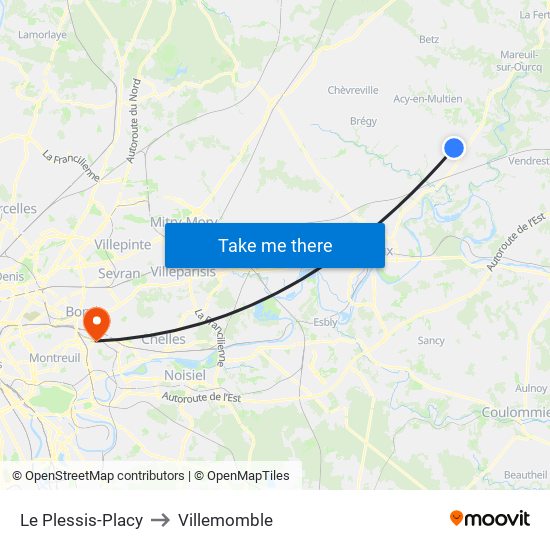Le Plessis-Placy to Villemomble map