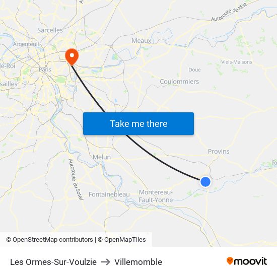 Les Ormes-Sur-Voulzie to Villemomble map