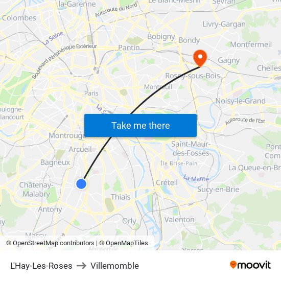 L'Hay-Les-Roses to Villemomble map