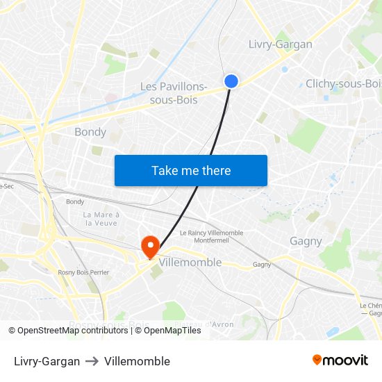 Livry-Gargan to Villemomble map