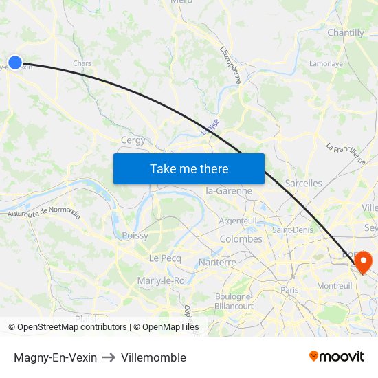 Magny-En-Vexin to Villemomble map