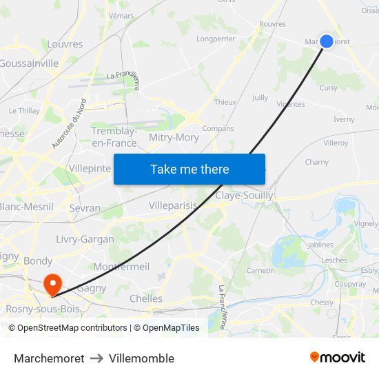 Marchemoret to Villemomble map