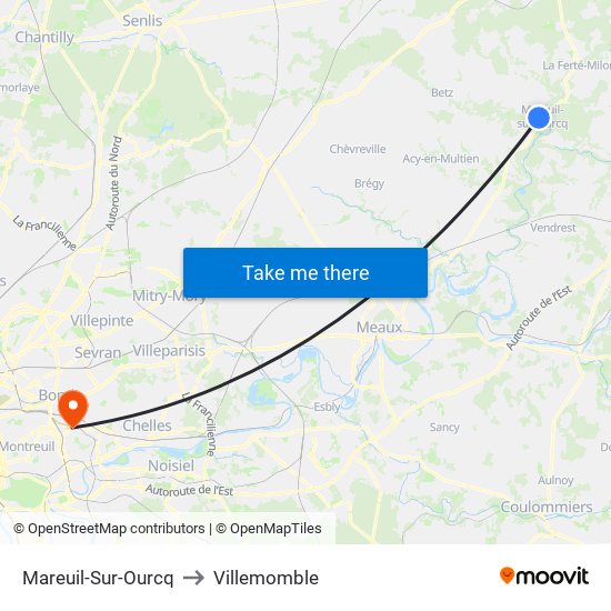 Mareuil-Sur-Ourcq to Villemomble map