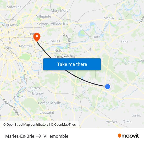 Marles-En-Brie to Villemomble map