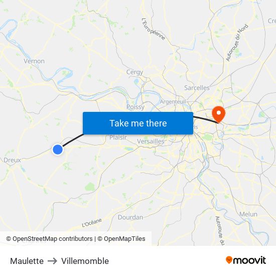 Maulette to Villemomble map