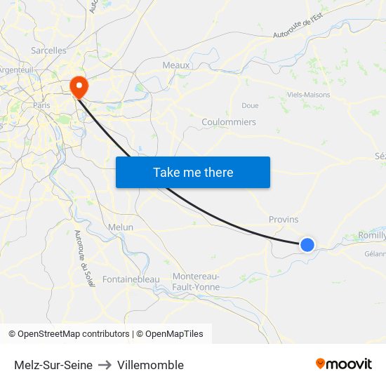 Melz-Sur-Seine to Villemomble map