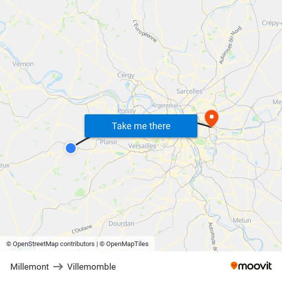 Millemont to Villemomble map