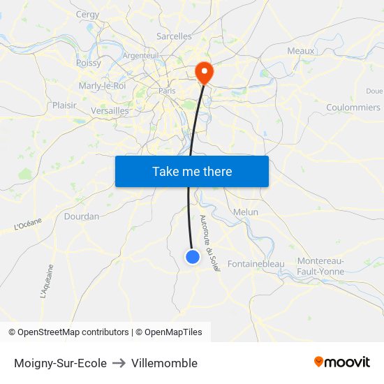 Moigny-Sur-Ecole to Villemomble map