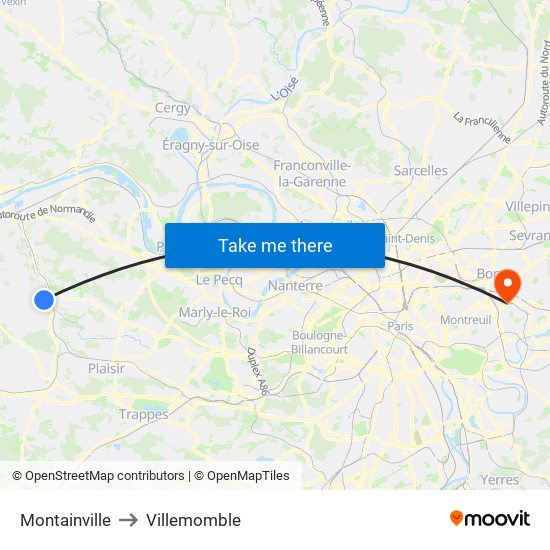 Montainville to Villemomble map