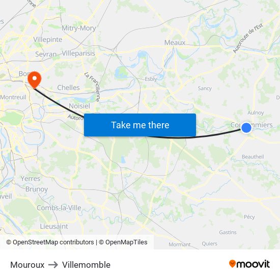 Mouroux to Villemomble map
